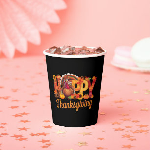 Happy Thanksgiving Turkeys Fall Paper Cups