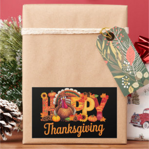 Happy Thanksgiving Turkeys Fall Rectangular Sticker