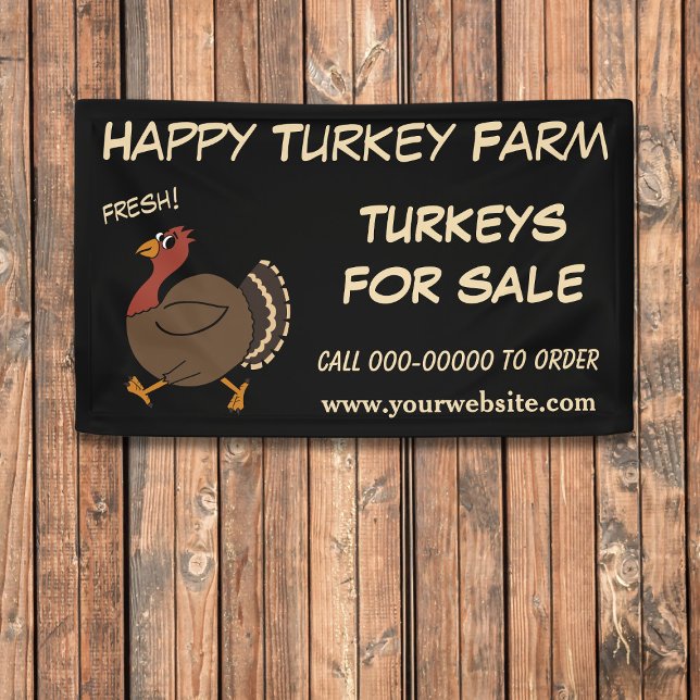 Happy Thanksgiving Turkeys For Sale Banner (Add your business name, phone number and website to this Thanksgiving Turkeys For Sale Banner)