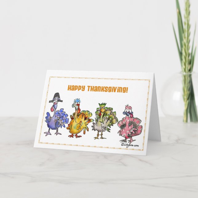 Happy Thanksgiving Turkeys Holiday Card (Front)