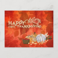 Happy Thanksgiving Typography Autumn Leaf Pumpkins