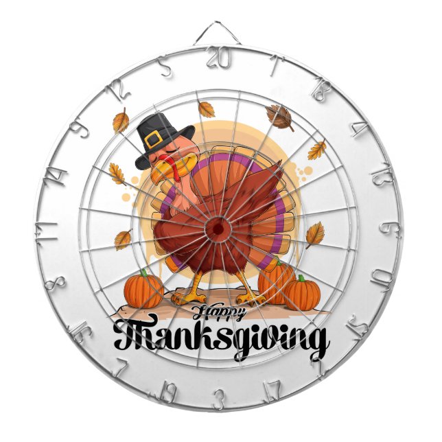 Happy Thanksgiving Typography Dartboard (Front)
