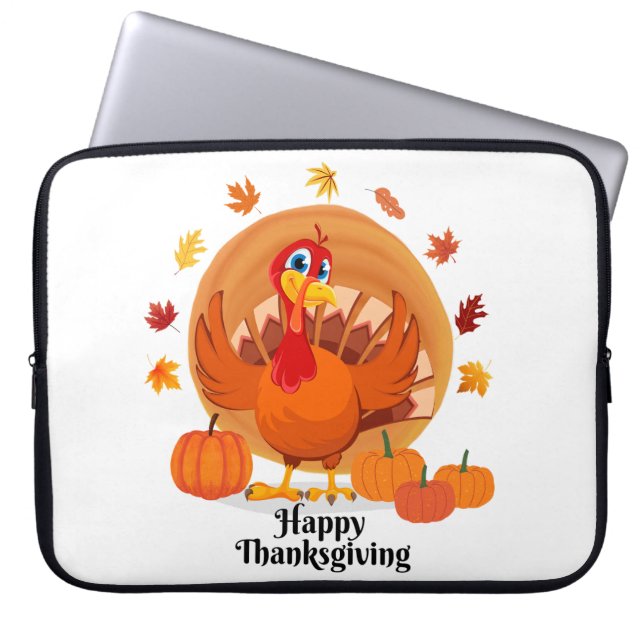 Happy Thanksgiving Typography  Laptop Sleeve (Front)