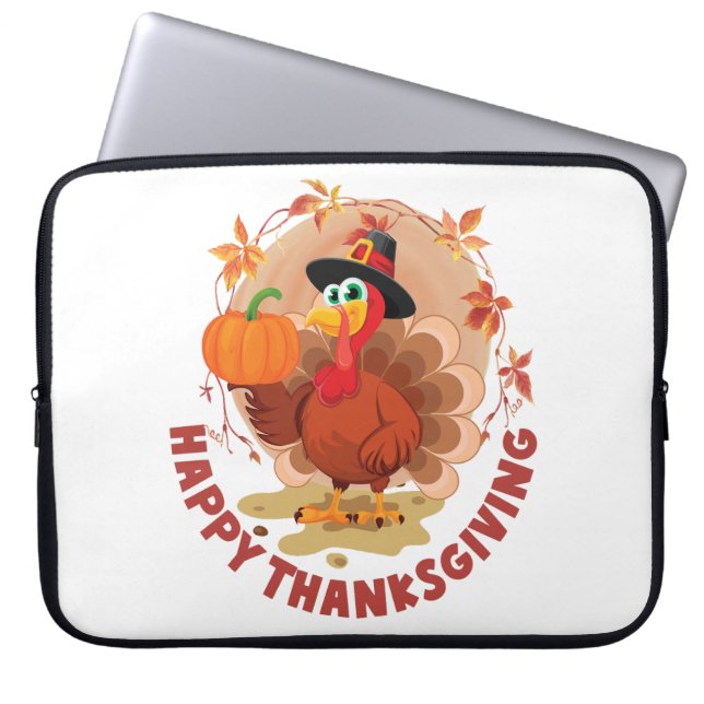Happy Thanksgiving Typography  Laptop Sleeve (Front)