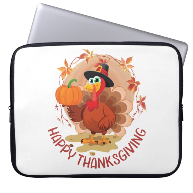 Happy Thanksgiving Typography  Laptop Sleeve (Front)