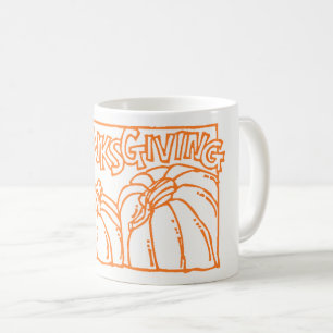 Happy Thanksgiving Typography Orange Pumpkins Coffee Mug
