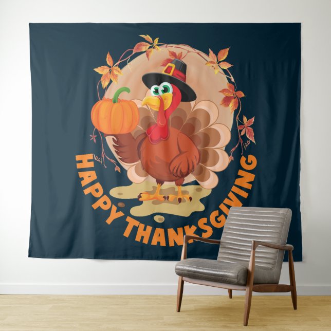 Happy Thanksgiving Typography Tapestry (In Situ (Horizontal))