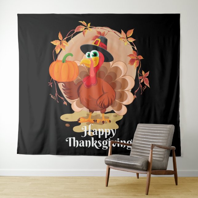 Happy Thanksgiving Typography Tapestry (In Situ (Horizontal))