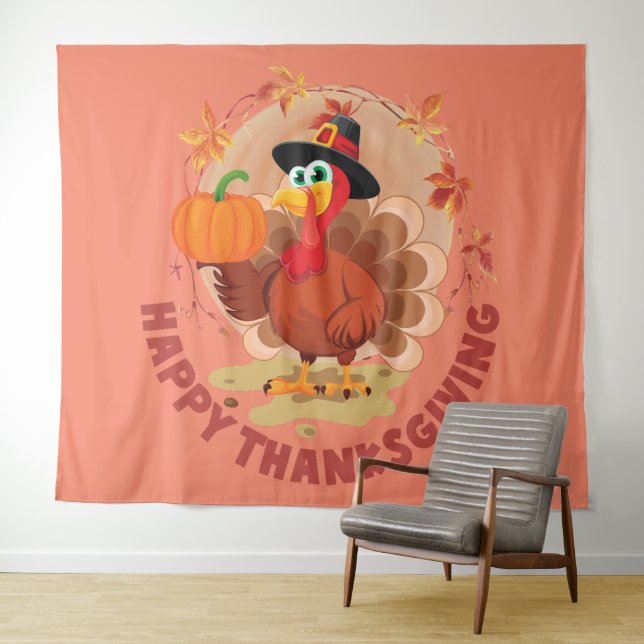 Happy Thanksgiving Typography Tapestry (In Situ (Horizontal))