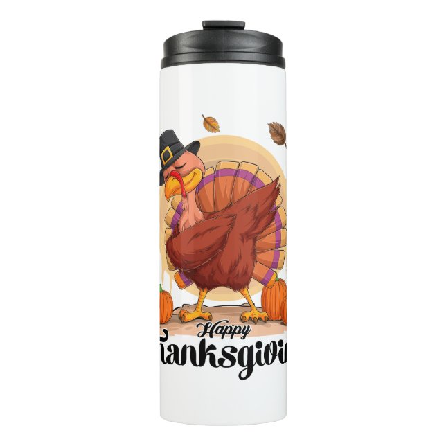 Happy Thanksgiving Typography Thermal Tumbler (Front)