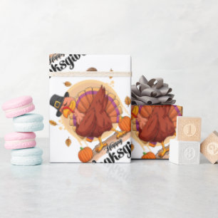 Happy Thanksgiving Typography Wrapping Paper