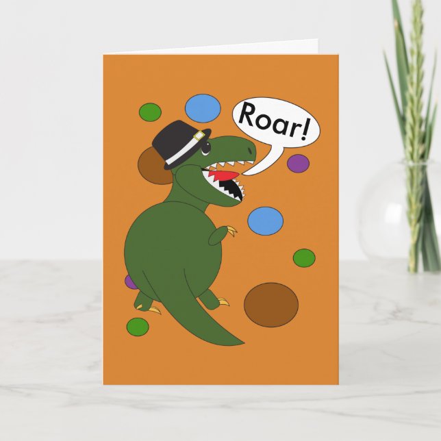 Happy Thanksgiving Tyrannosaurus Rex Dinosaur Holiday Card (Front)