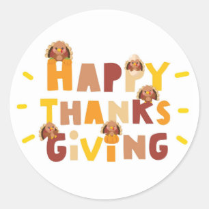 Happy Thanksgiving Unique Gift Classic Round Sticker