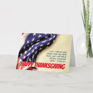HAPPY THANKSGIVING   USA Flag   Scripture Card