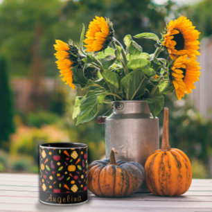 Happy thanksgiving  vegetables pattern black mug