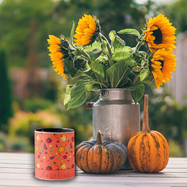 Happy thanksgiving  vegetables pattern orange mug (Creator Uploaded)