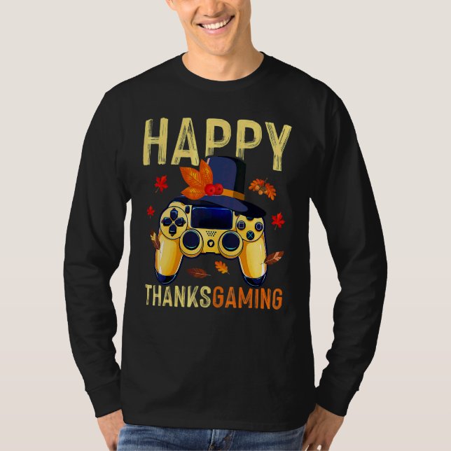 Happy Thanksgiving Video Game Controller Pilgrim C T-Shirt (Front)