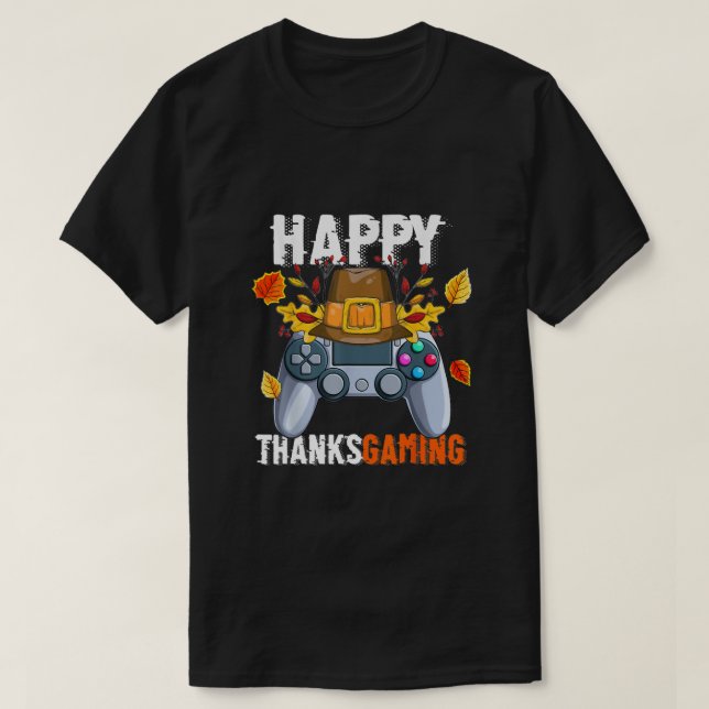 Happy Thanksgiving Video Game Controller Pilgrim C T-Shirt (Design Front)