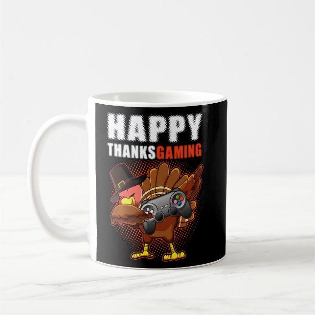 Happy Thanksgiving Video Game Dabbing Turkey Pilgr Coffee Mug (Left)