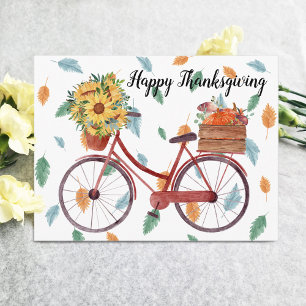 Happy Thanksgiving Vintage Bicycle  Postcard