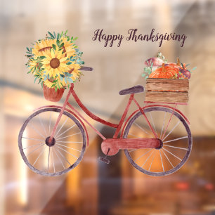 Happy Thanksgiving Vintage Bicycle Window Cling