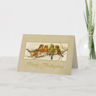 Happy Thanksgiving Vintage birds Holiday Card