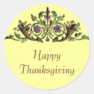 Happy Thanksgiving Vintage Cornucopia Lg Sticker