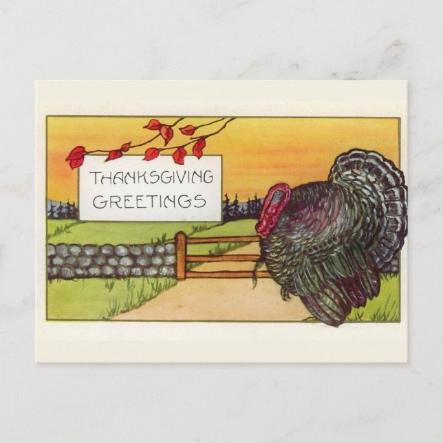 "Happy Thanksgiving" Vintage Postcard (Front)