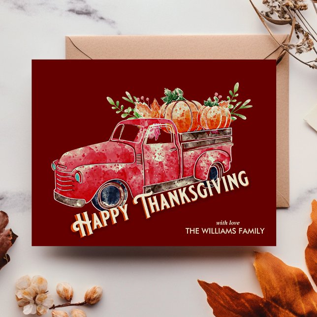 Happy Thanksgiving Vintage  Pumpkin Truck Postcard (Creator Uploaded)