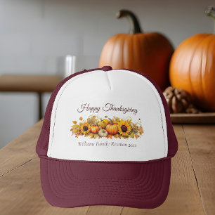 Happy Thanksgiving Vintage Pumpkins Custom Family Trucker Hat