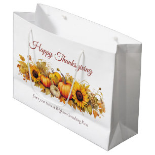 Happy Thanksgiving Vintage Pumpkins Custom Party Large Gift Bag