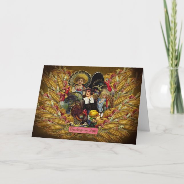 Happy Thanksgiving! Vintage Style Greeting Card (Front)