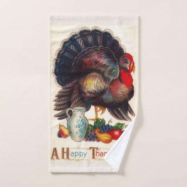 Happy Thanksgiving Vintage Turkey Hand Towel (Hand Towel)