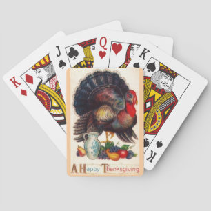 Happy Thanksgiving Vintage Turkey Playing Cards