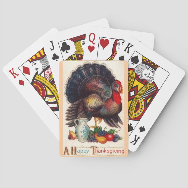 Happy Thanksgiving Vintage Turkey Playing Cards (Back)