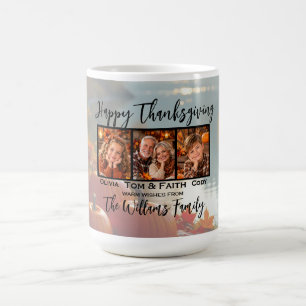 Happy Thanksgiving Warm Autumn Floral Photo Coffee Mug