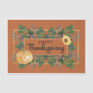 Happy Thanksgiving Watercolor Eucalyptus, Pumpkin Tissue Paper