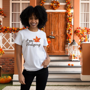 Happy Thanksgiving Watercolor Fall Maple Leaf Tri-Blend Shirt