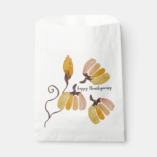 Happy Thanksgiving Watercolor Pumpkin Favour Bags (Front)