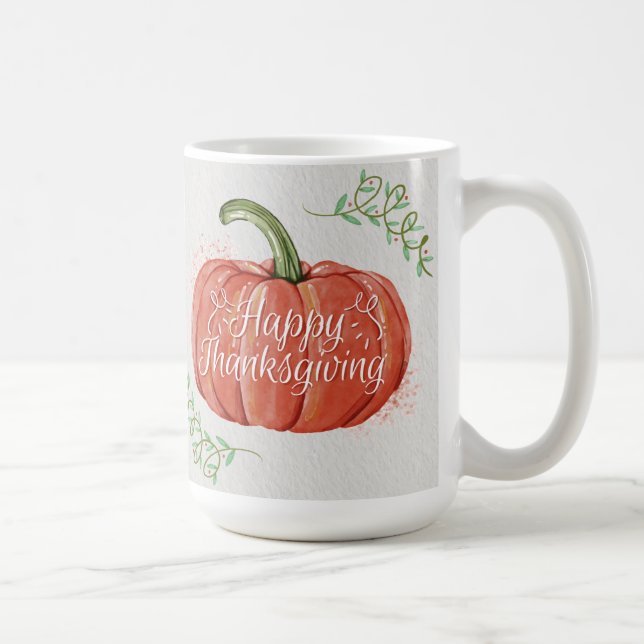 Happy Thanksgiving - WC Pumpkin with Word Art Coffee Mug (Right)