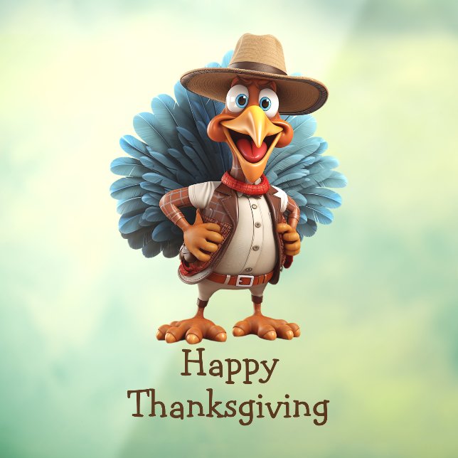 Happy Thanksgiving Western Turkey Window Cling (Sheet 3)