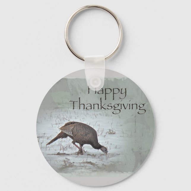 Happy Thanksgiving Wild Turkey Key Ring (Front)