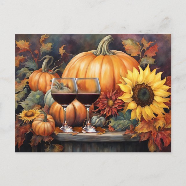 Happy Thanksgiving Wine Country Cute Holiday Postcard (Front)