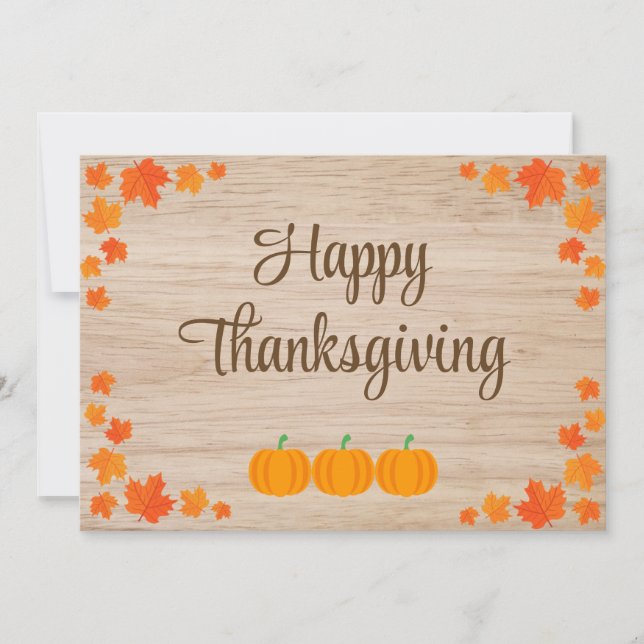 Happy Thanksgiving with Colourful Leaves & Pumpkin Invitation (Front)
