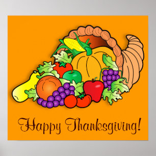 Happy Thanksgiving with Cornucopia Poster
