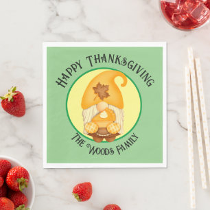 Happy Thanksgiving with family name (editable) Napkin