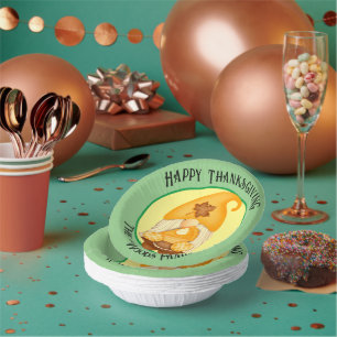 Happy Thanksgiving with family name (editable) Paper Plate