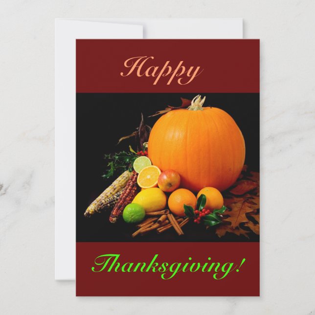 Happy Thanksgiving With Pumpkin And Fruit II Invitation (Front)