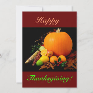 Happy Thanksgiving With Pumpkin And Fruit II Invitation