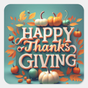 Happy Thanksgiving with pumpkins Square Sticker